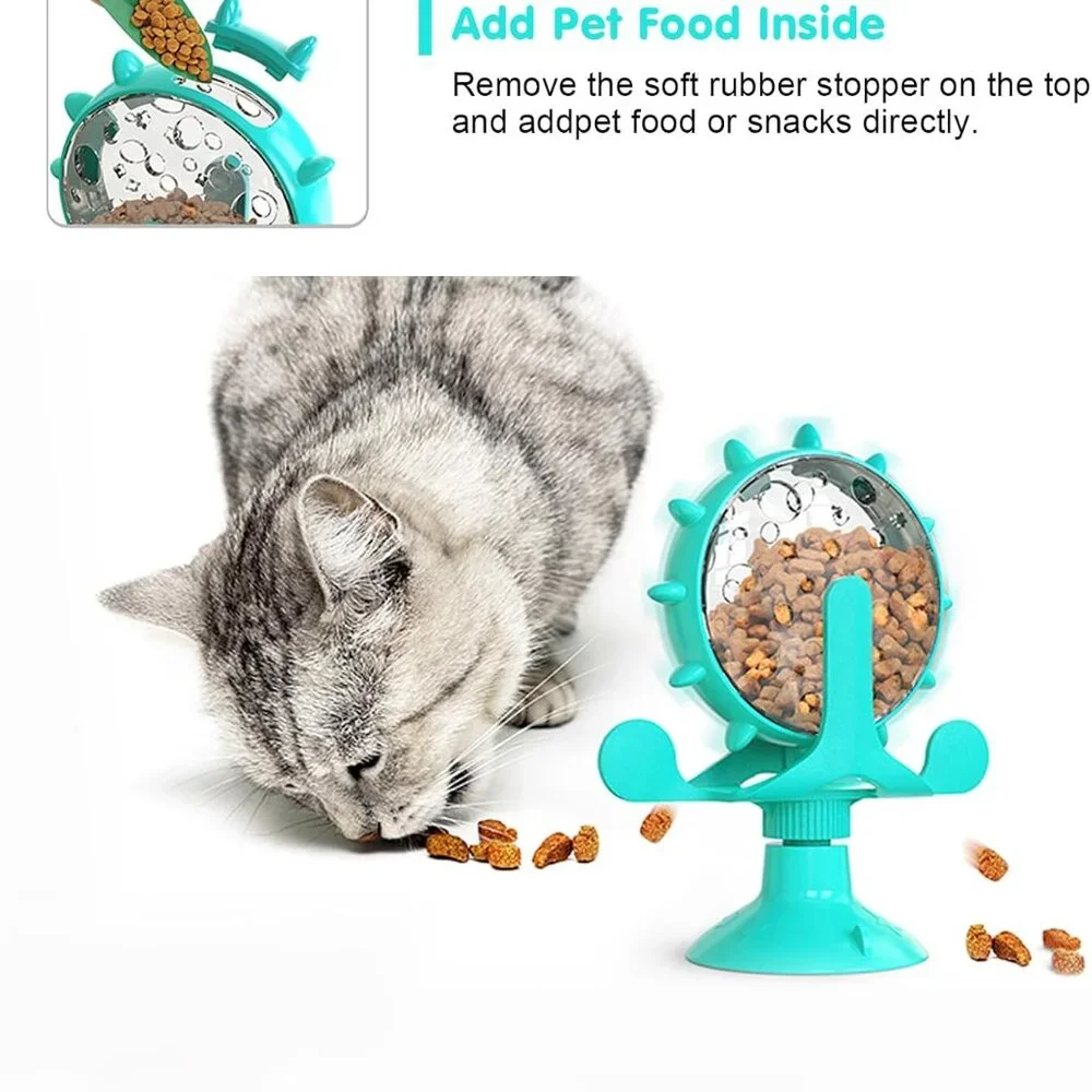 Cat Interactive Feeder Pet Food Toys Feeder 360° Degree Rotating Food Leakage